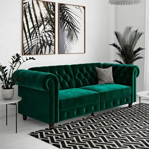 Chesterfield sofa, workshop floor