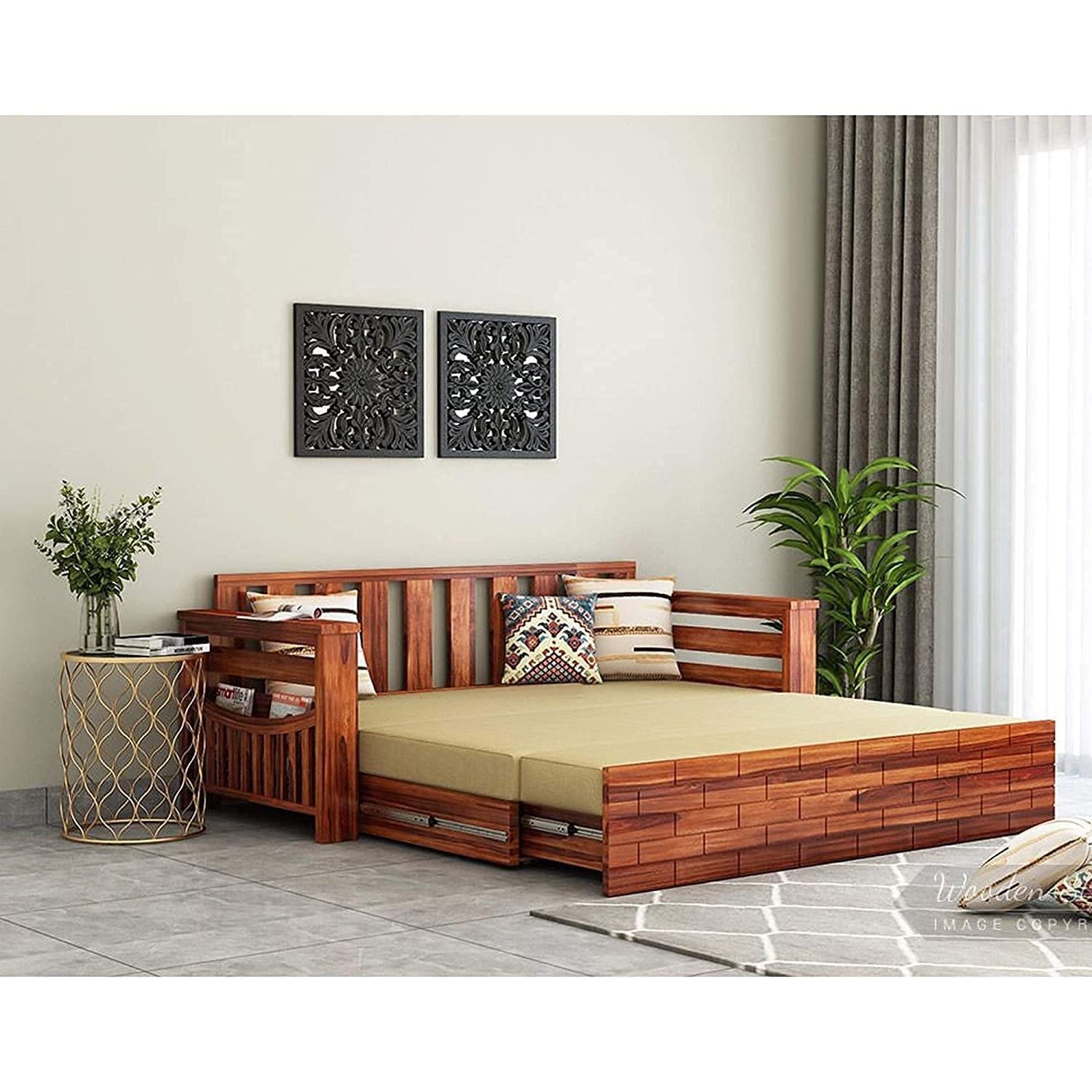 Sofa cum bed, folded position