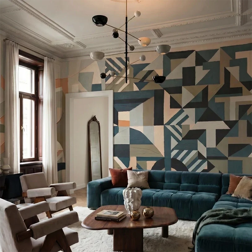 Interior wallpaper, living room wall